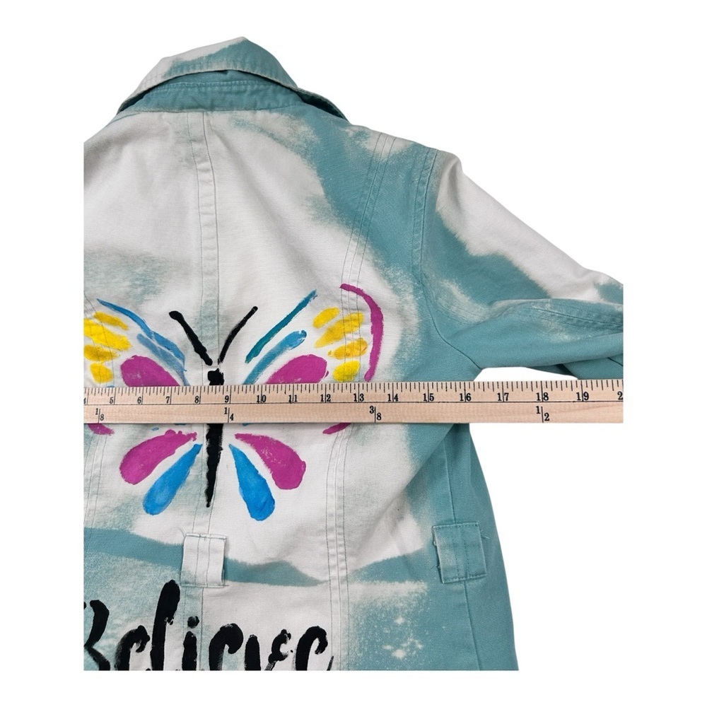 Moschino Custom Bleached Trench Jacket Butterfly “Believe” Hand Painted Coat S - Picture 5 of 9